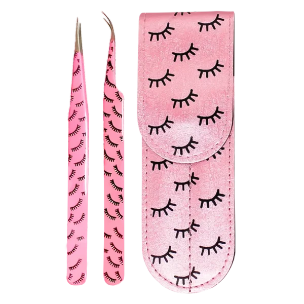 Kit Pinzas Pestañas Con Estuche